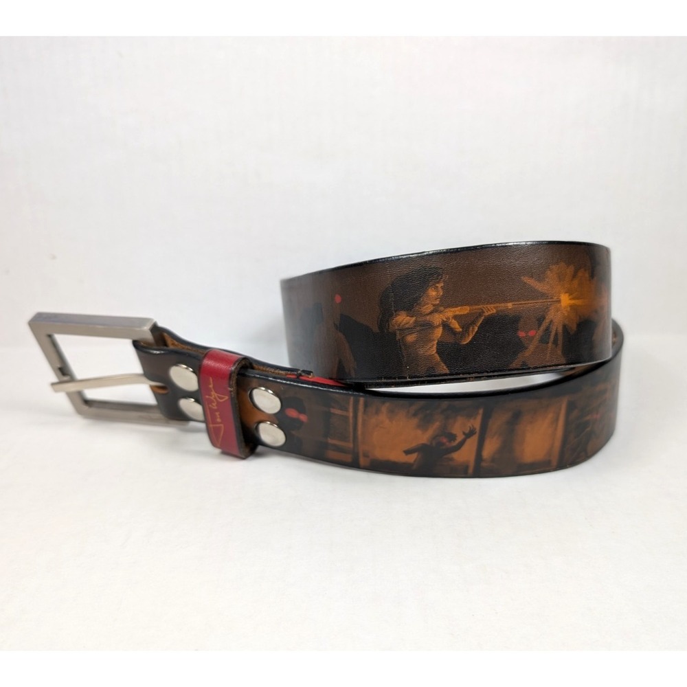 Jon Wye Belt Zombies in the Wild West Western Mens Size 38(?)‎ Leather USA Made